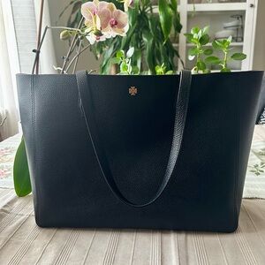 Tory Burch Black Pebbled Leather Tote